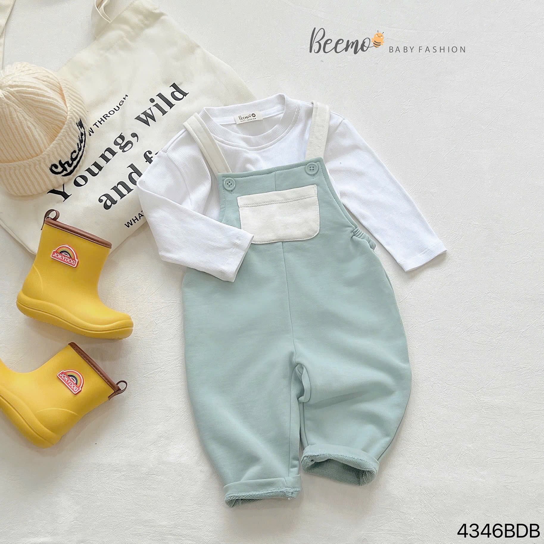 Set yếm da cá Beemo phối túi siêu cute cho bé size 80-120