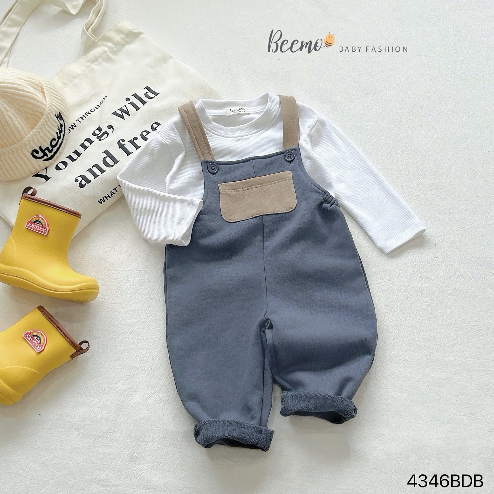 Set yếm da cá Beemo phối túi siêu cute cho bé size 80-120