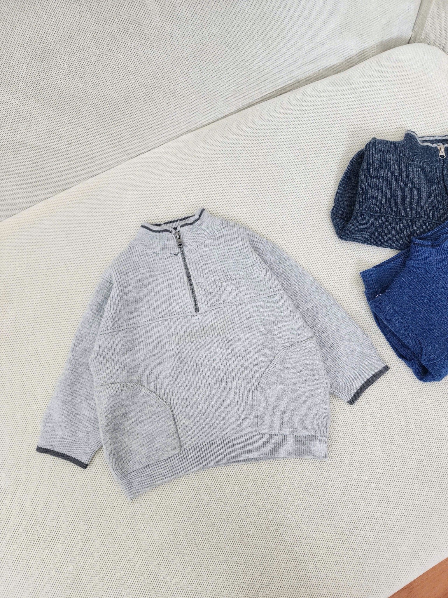 Áo len cổ khoá Zara 3 màu bé trai size 9m-5y