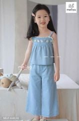 MLS 4440 - Bộ melisa vải jean áo 2 dây thêu hoa ngực - quần ống xuông size 2 - 12y