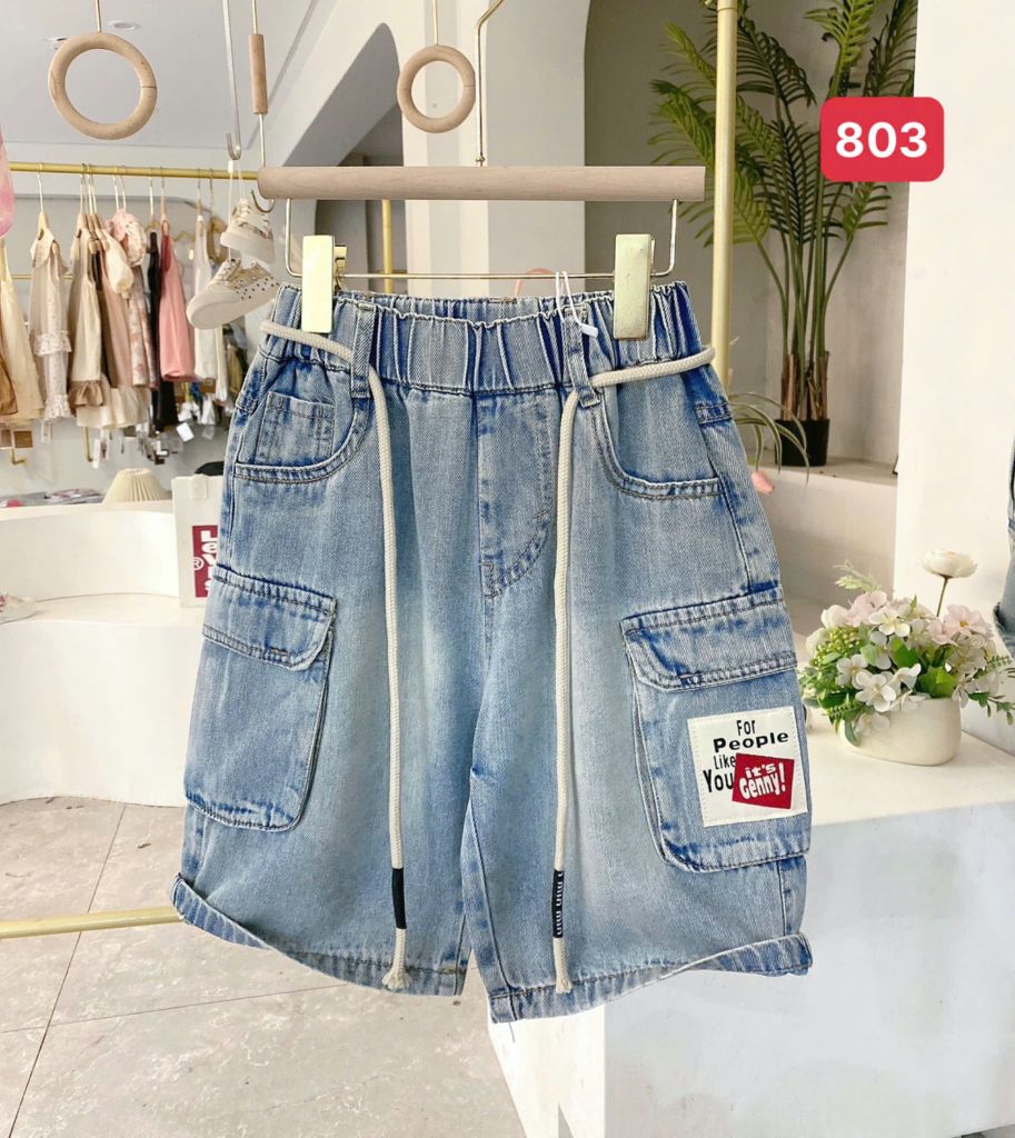 Quần short jean mềm QC nhiều màu cho bé trai size 130-170 (không kèm đai)