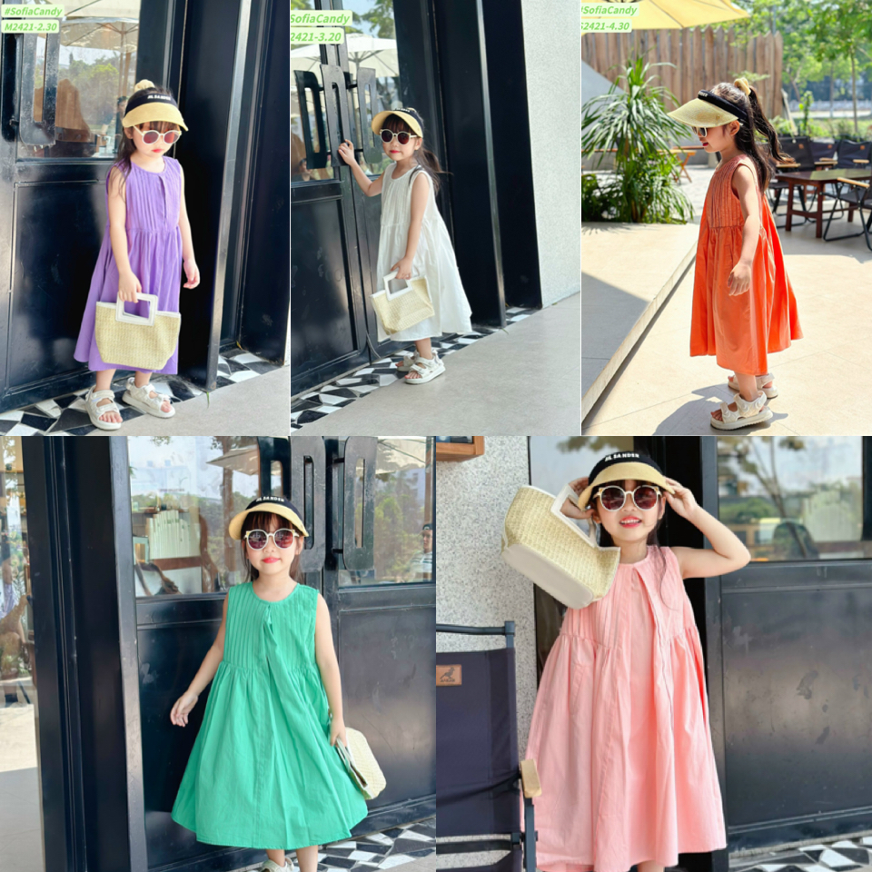 Váy Sofia Candy sát nách hở lưng nhiều màu BG size 1-10y