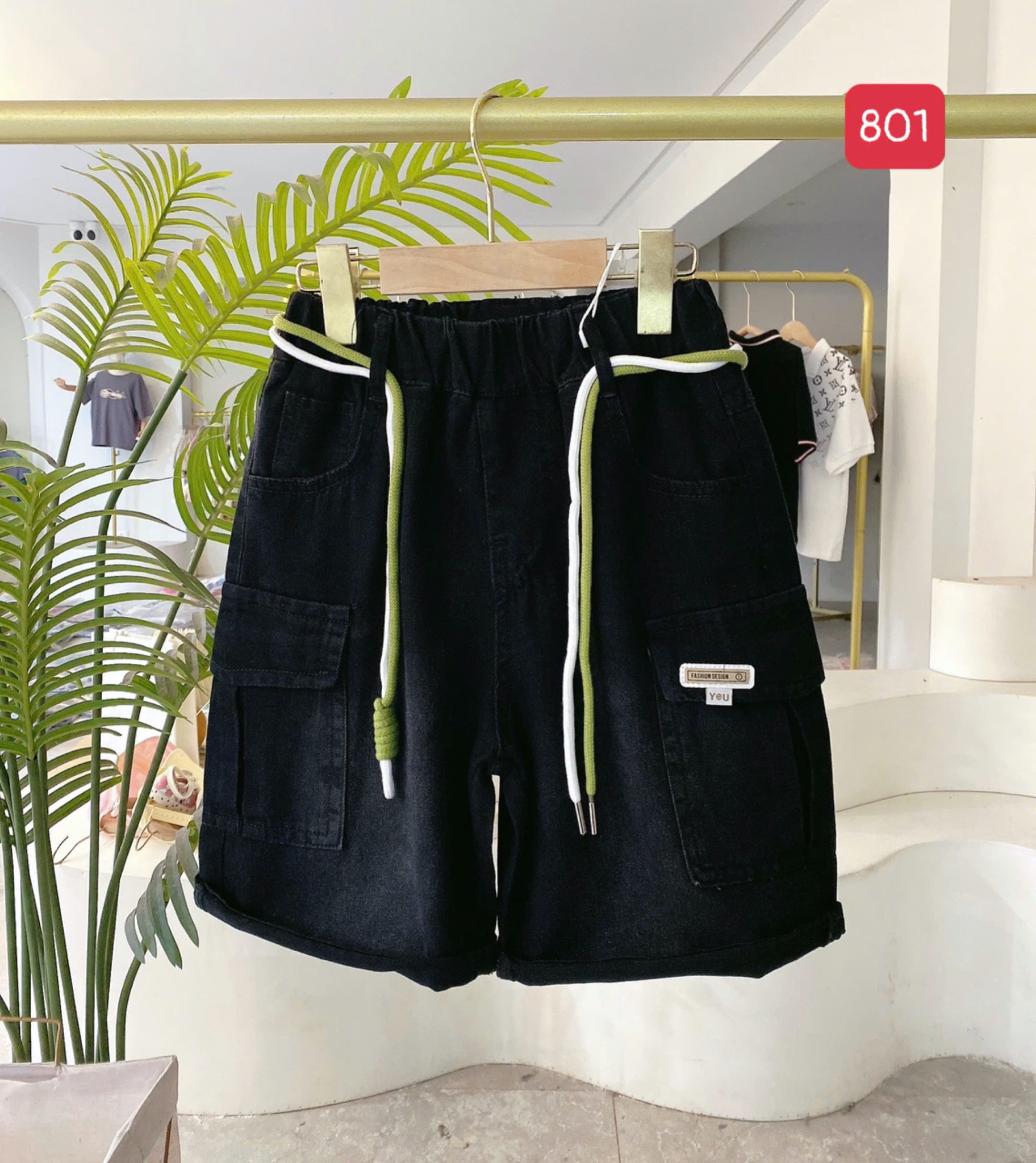 Quần short jean mềm QC nhiều màu cho bé trai size 130-170 (không kèm đai)