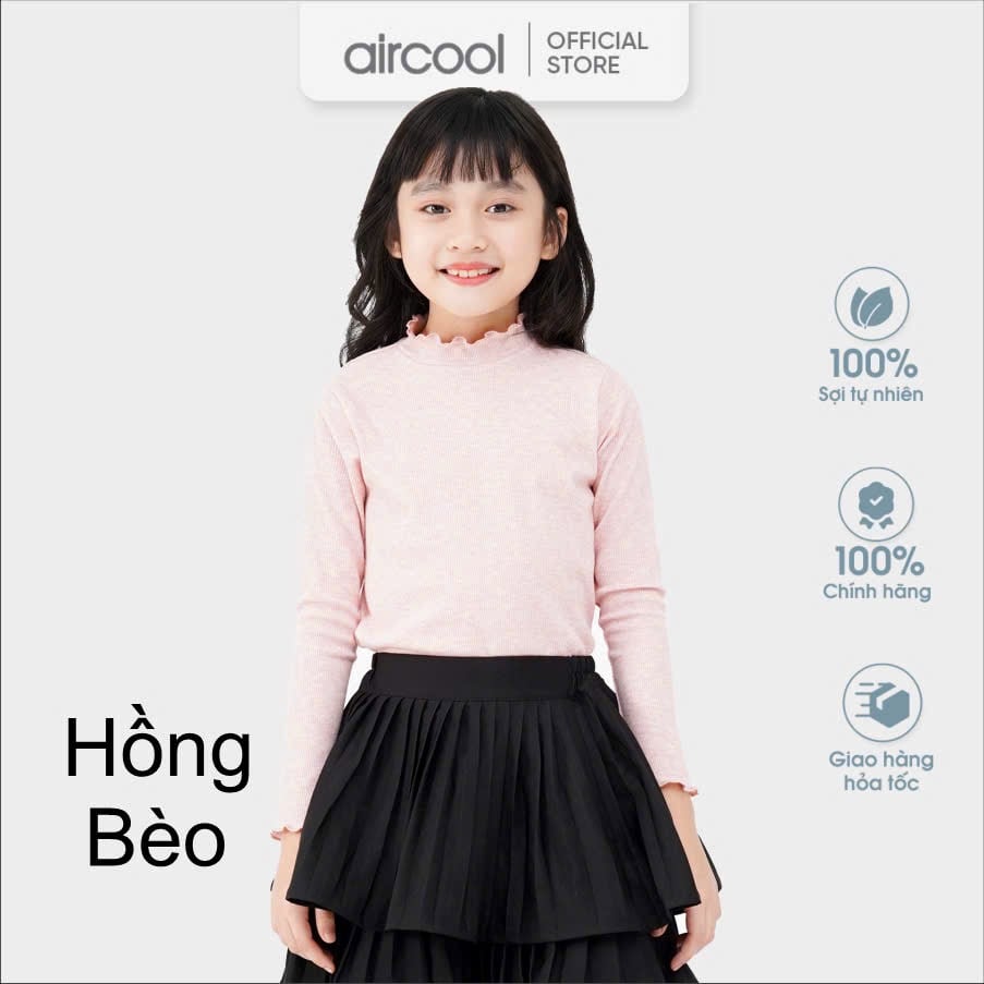 Áo thun tăm giữ nhiệt cổ bèo Aircool nhiều màu Mẹ và Bé gái size 4-15y