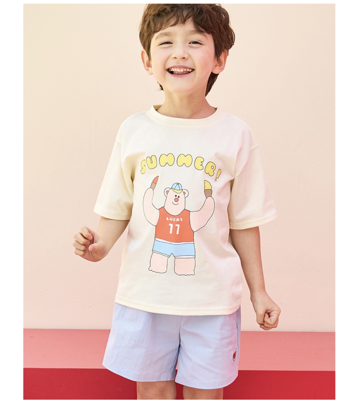 Quần short gió Bebezoo trơn nhiều màu đính hoa quả BTBG size 100-140