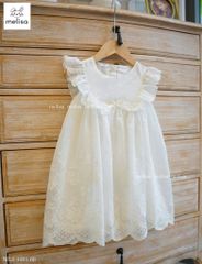 MLS 4461 - Váy thô voan Melisa màu trắng hoa nổi bèo vai size 2 - 11y