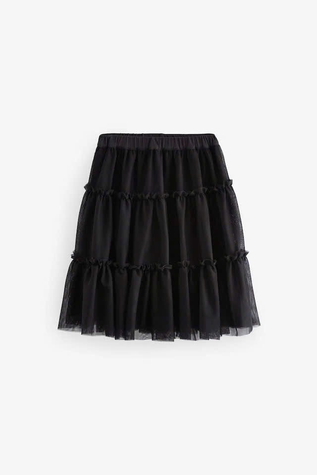 Chân váy voan tutu Next màu đen nhún xếp tầng size 3 - 16y