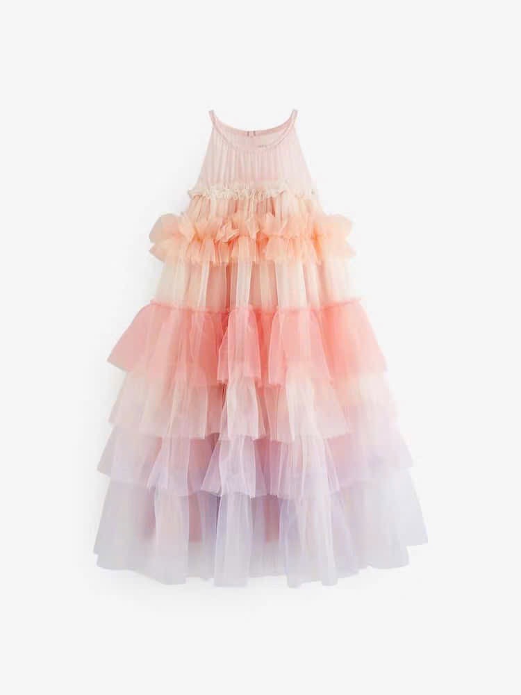Váy voan sát nách Next bèo nhiều tầng sắc màu size 3 - 16y