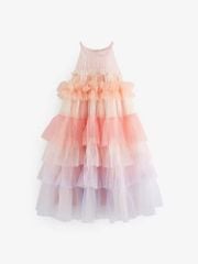 Váy voan sát nách Next bèo nhiều tầng sắc màu size 3 - 16y