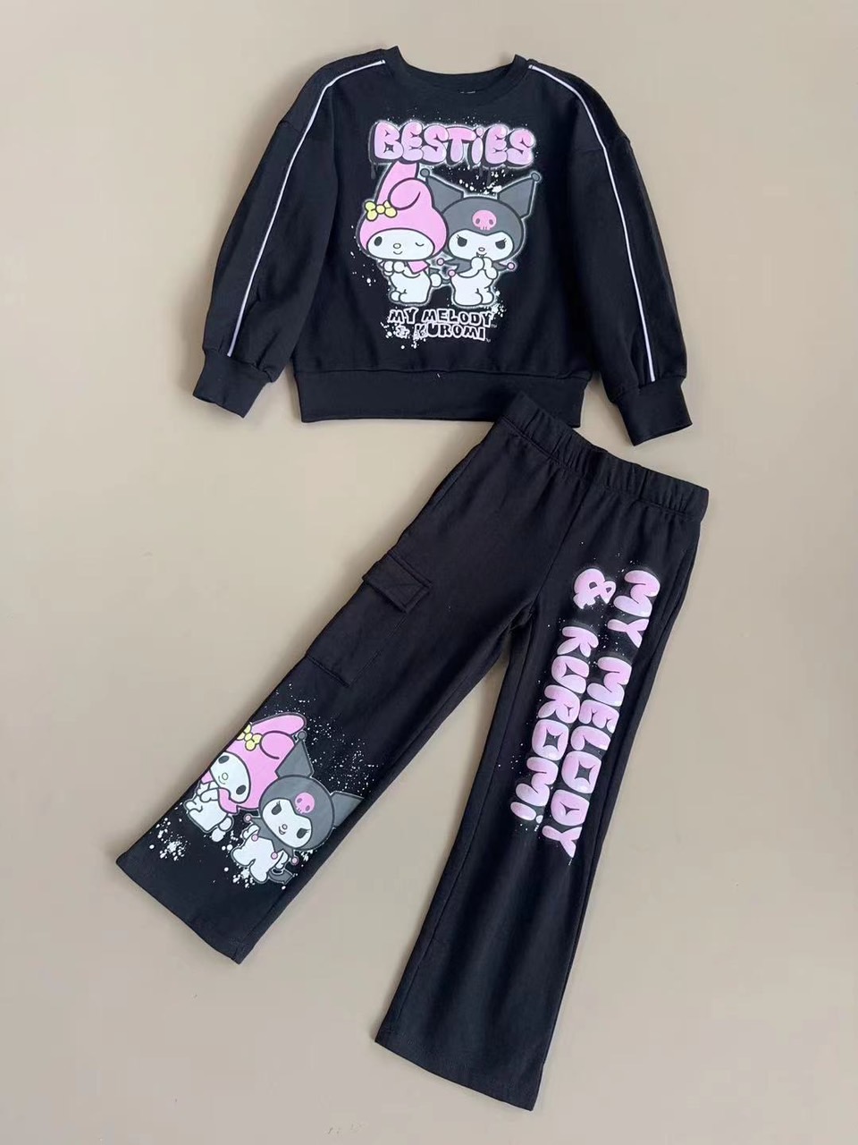 Bộ nỉ Besties dư xịn màu đen Kuromi bé gái size 5-16y