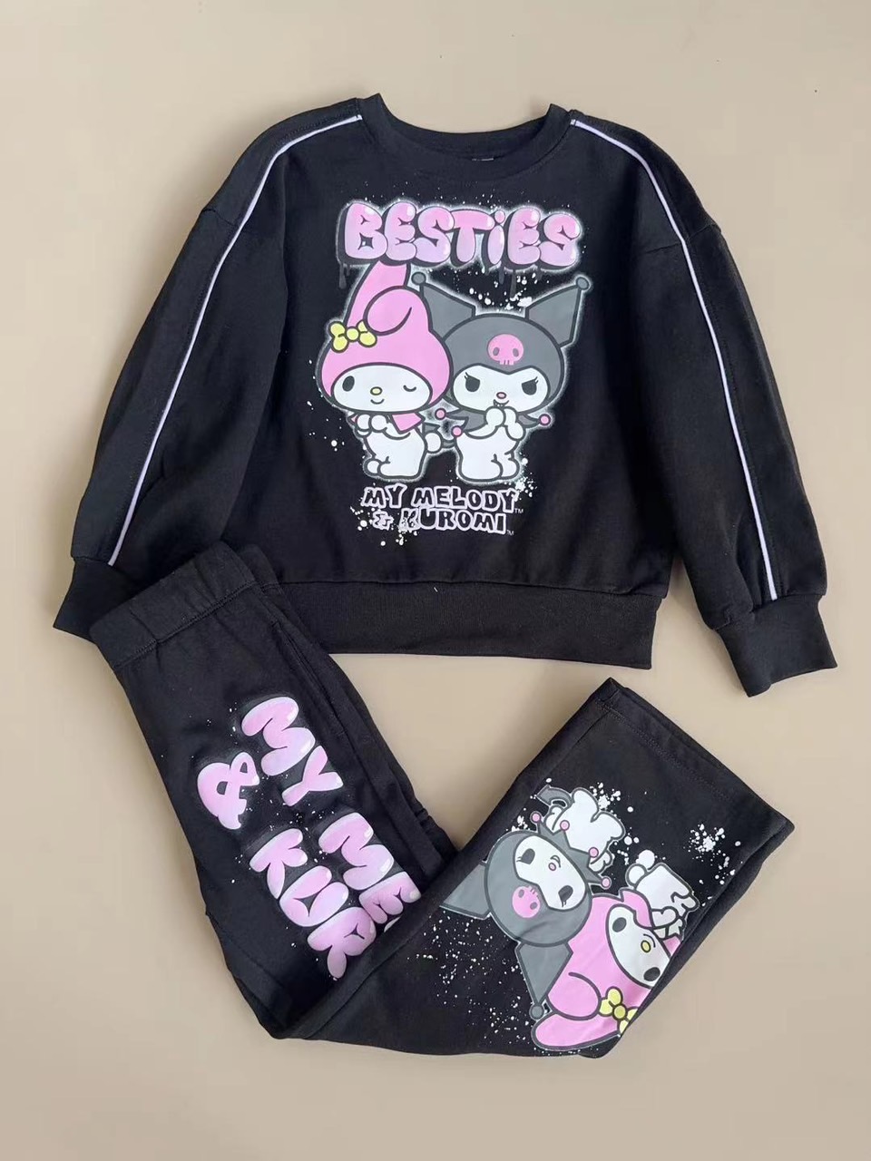 Bộ nỉ Besties dư xịn màu đen Kuromi bé gái size 5-16y