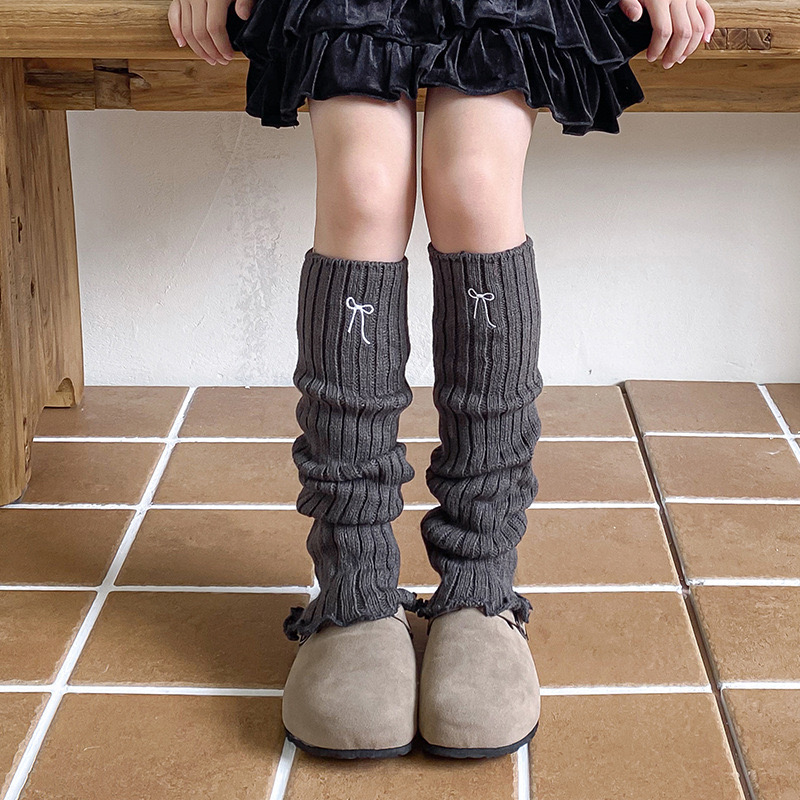 Tất ống len thêu nơ nhiều màu cho bé gái size 40cm
