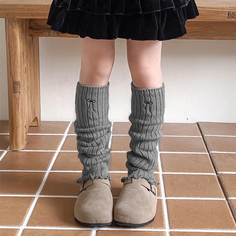 Tất ống len thêu nơ nhiều màu cho bé gái size 40cm