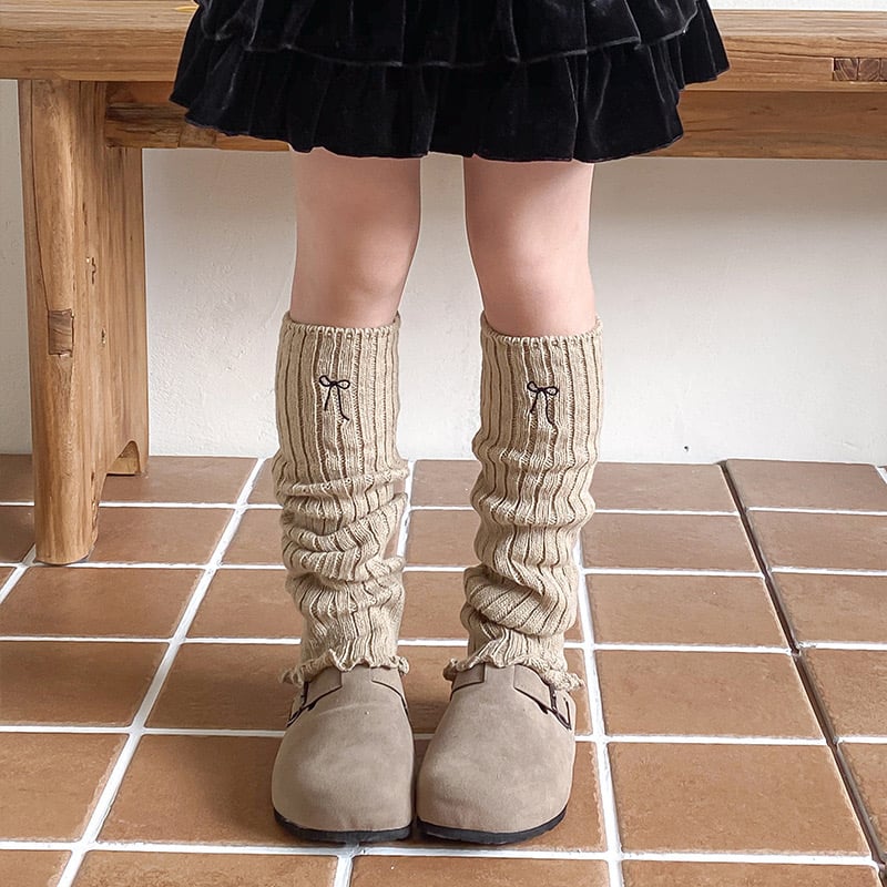 Tất ống len thêu nơ nhiều màu cho bé gái size 40cm