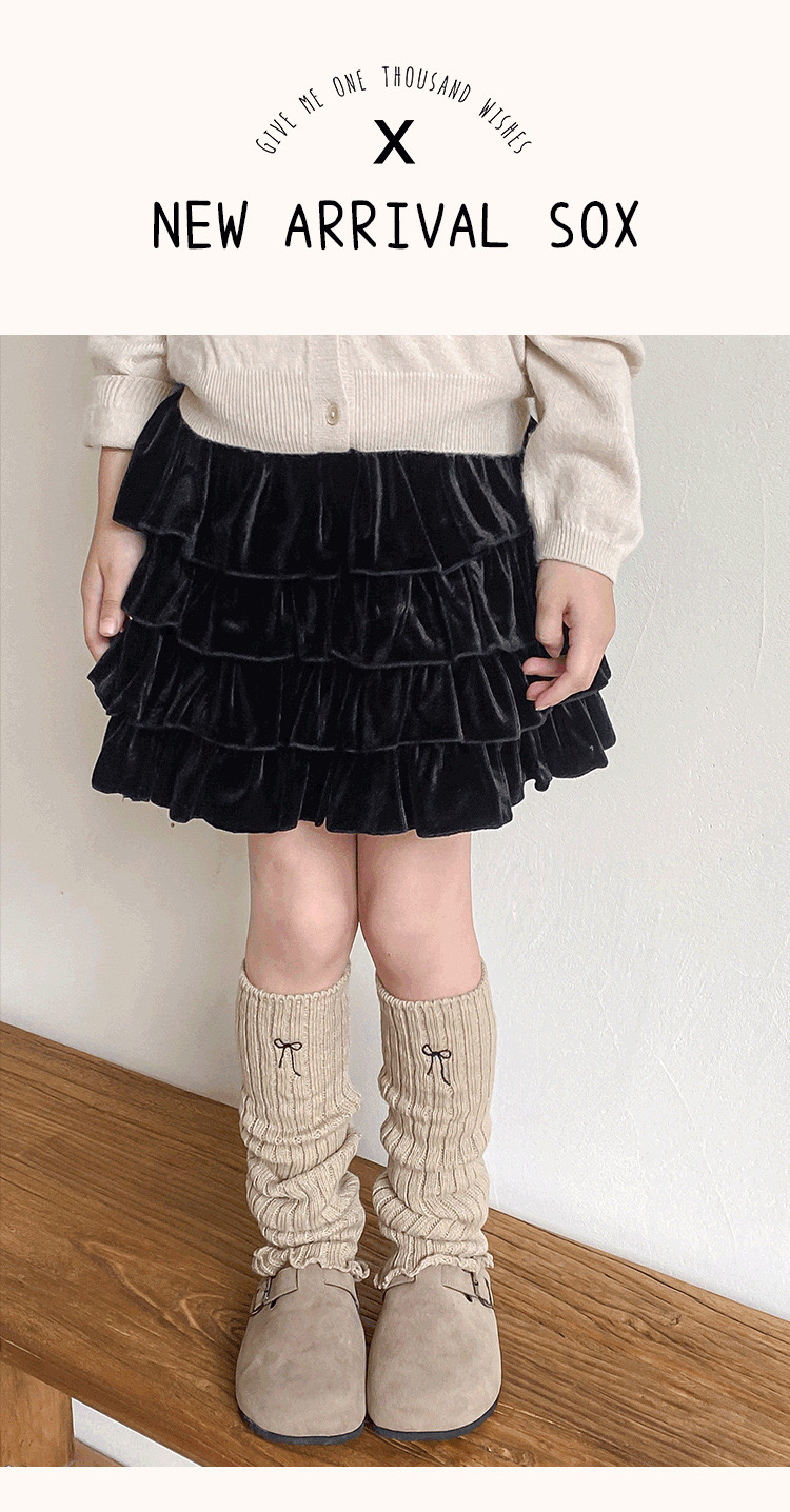 Tất ống len thêu nơ nhiều màu cho bé gái size 40cm