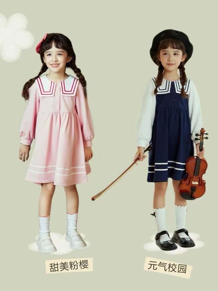 Váy thuỷ thủ Balabala 2 màu hồng/navy bé gái size