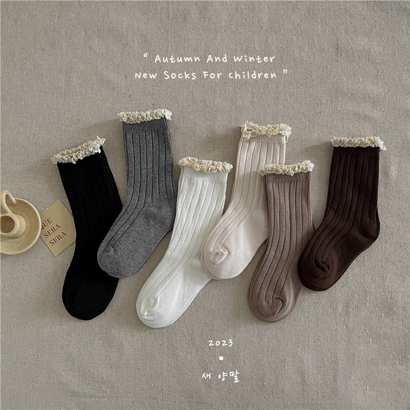 Tất cổ ren trắng nhiều màu cho bé gái size 3-12y