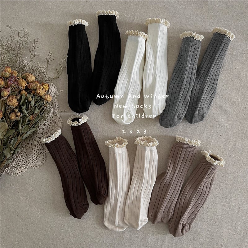 Tất cổ ren trắng nhiều màu cho bé gái size 3-12y
