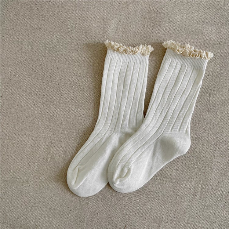 Tất cổ ren trắng nhiều màu cho bé gái size 3-12y