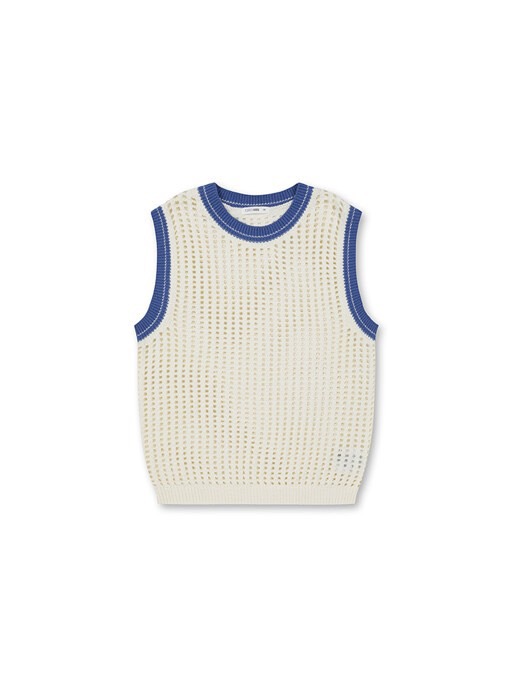 Áo gile len lưới Topten màu trắng kem viền xanh 2 màu size 120 - 160