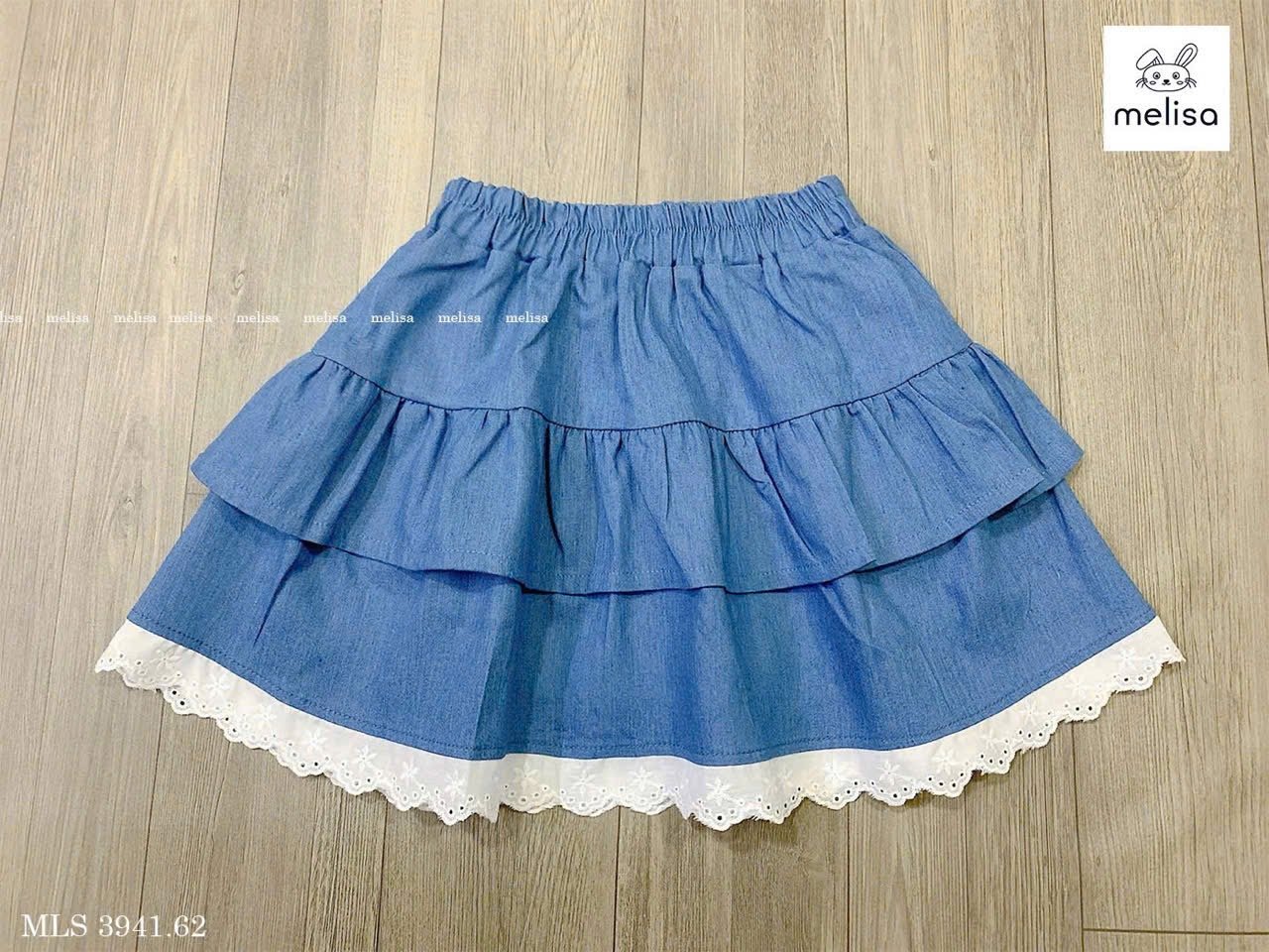 MLS 3941 - Bộ Melisa Baby Three + chân váy denim bé gái size 2-12y