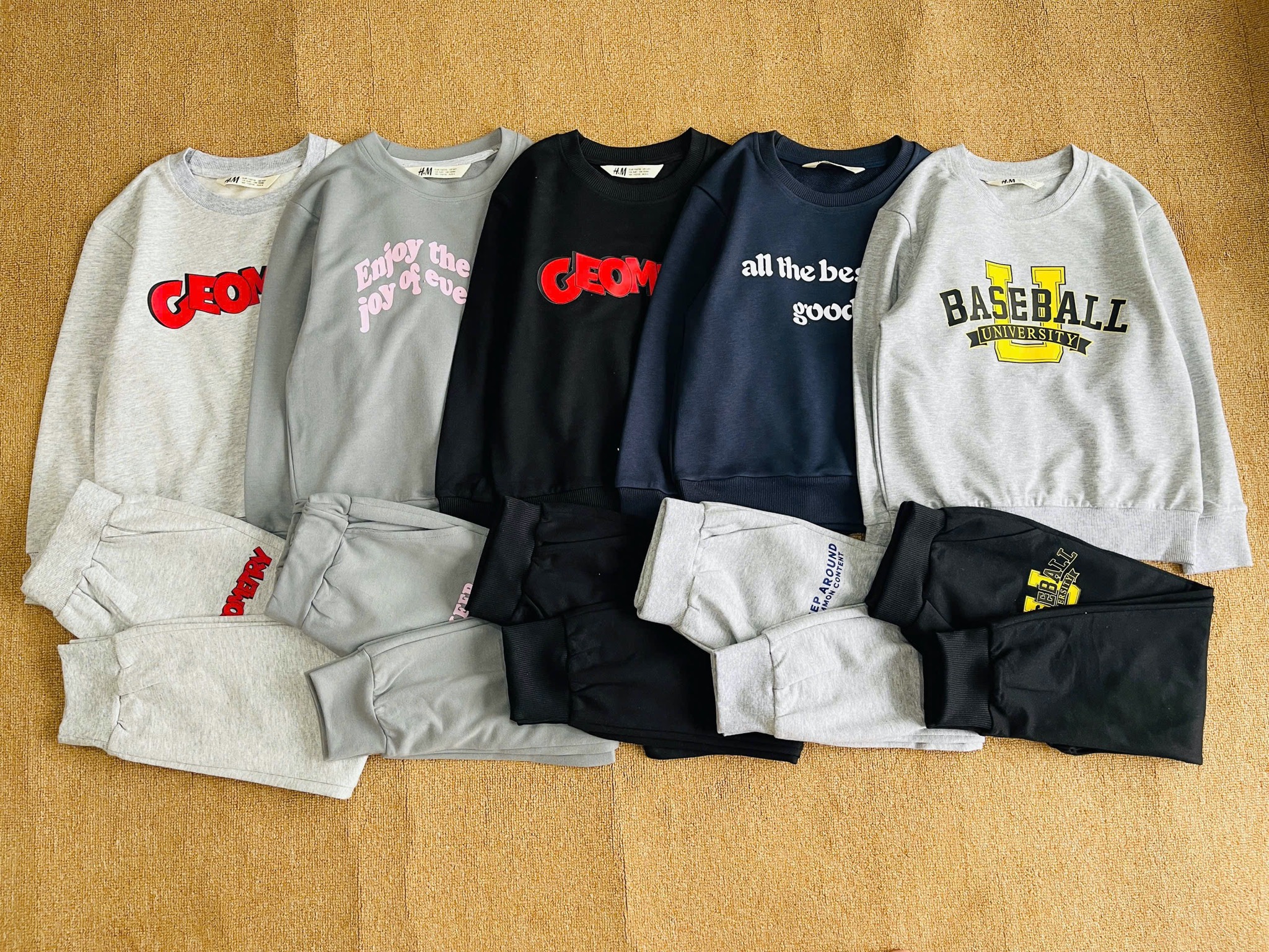 Bộ nỉ da cá HM vải dư nhiều mẫu BTBG size 4-14y