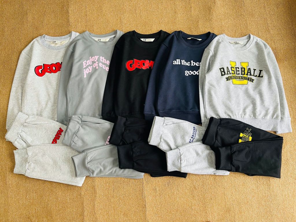 Bộ nỉ da cá HM vải dư nhiều mẫu BTBG size 4-14y