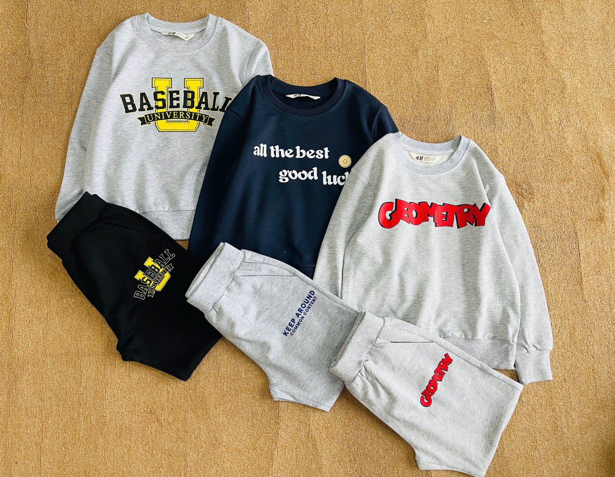 Bộ nỉ da cá HM vải dư nhiều mẫu BTBG size 4-14y