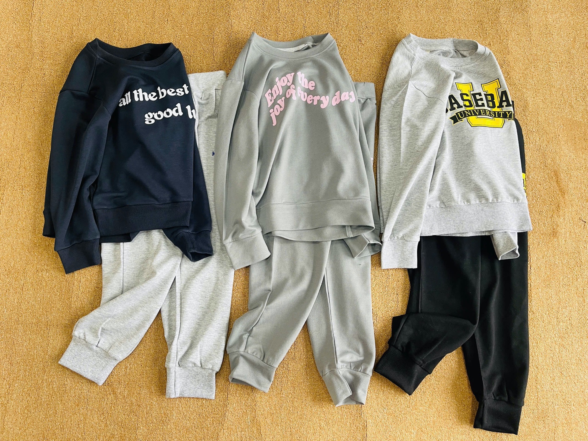 Bộ nỉ da cá HM vải dư nhiều mẫu BTBG size 4-14y