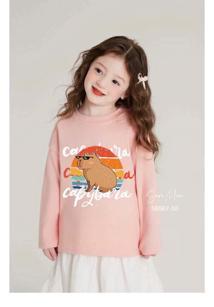 Set váy Sara Min áo nỉ da cá Capybara + chân váy thô ren dài size 2-12y