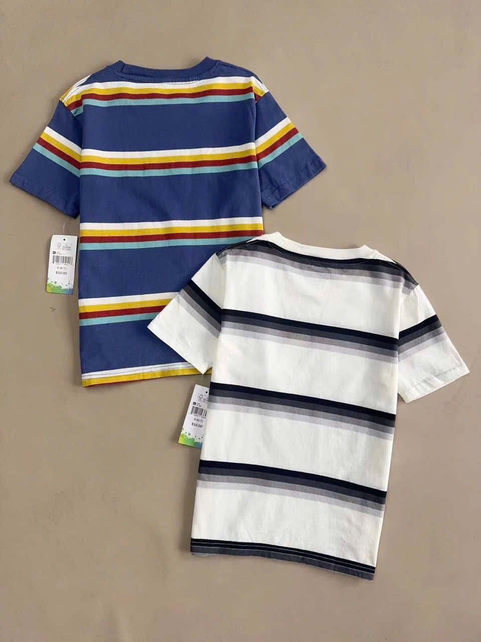 Áo cotton Colorful dư xịn kẻ 2 màu cho bé trai size 6-20y