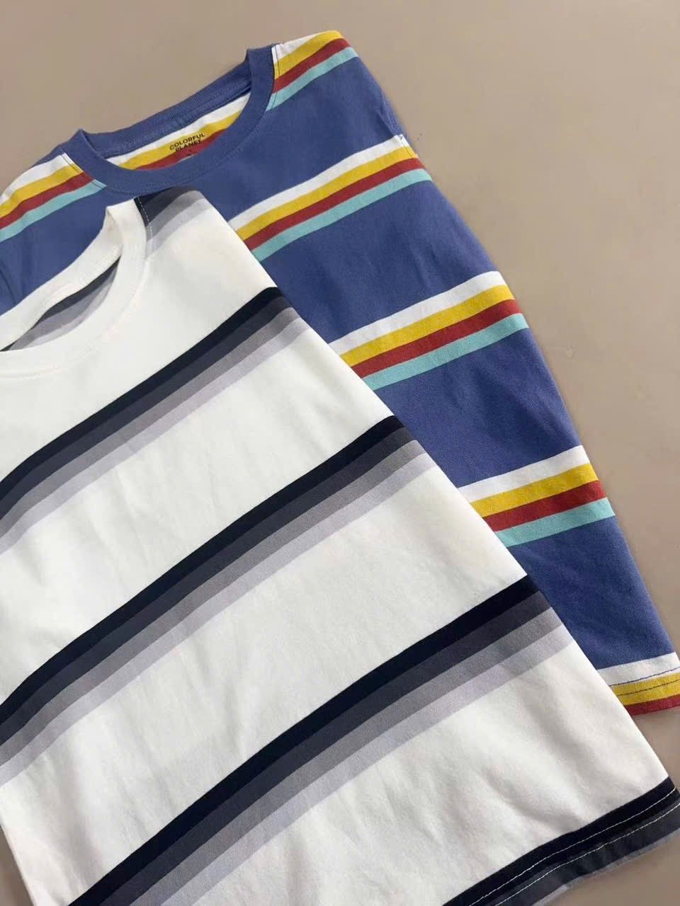 Áo cotton Colorful dư xịn kẻ 2 màu cho bé trai size 6-20y