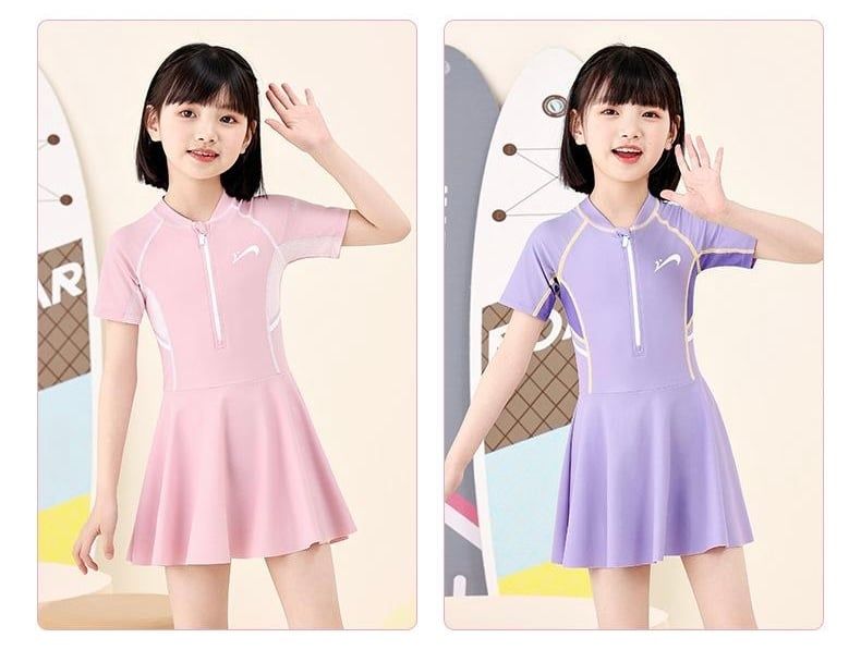 07 - Bộ bơi GRN dáng váy liền quần 2 màu size 110-160