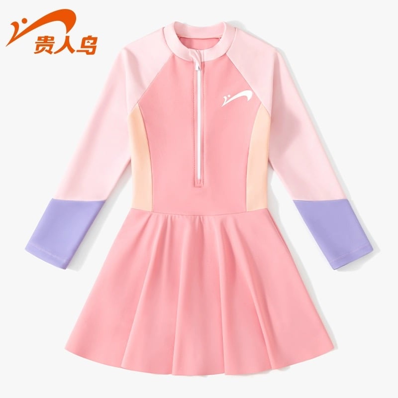 08 - Bộ bơi GRN dài tay dáng váy liền quần 2 màu BG size 110-160