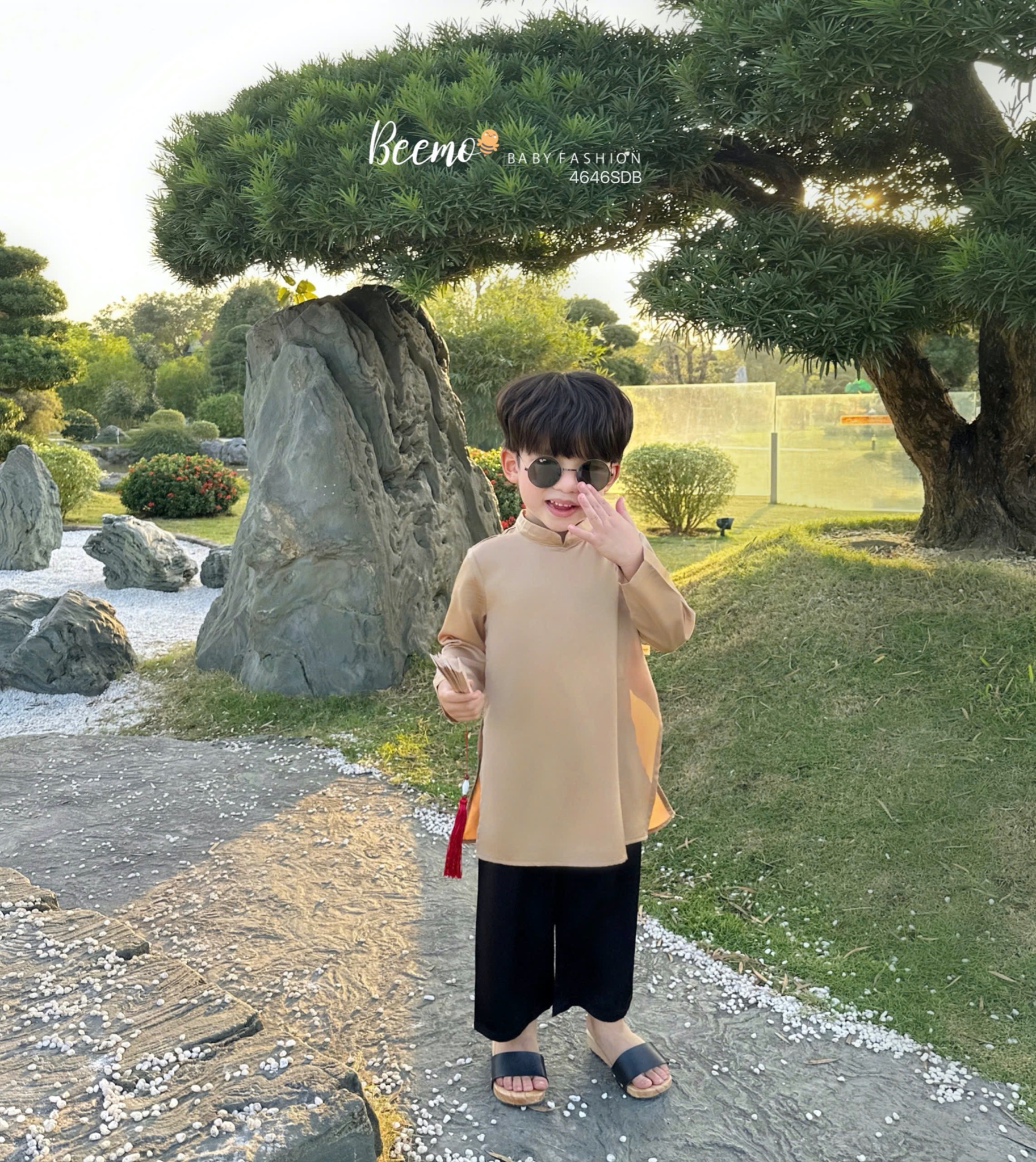 Áo dài lụa trơn Beemo 4 màu Bé Trai size 80 - 130