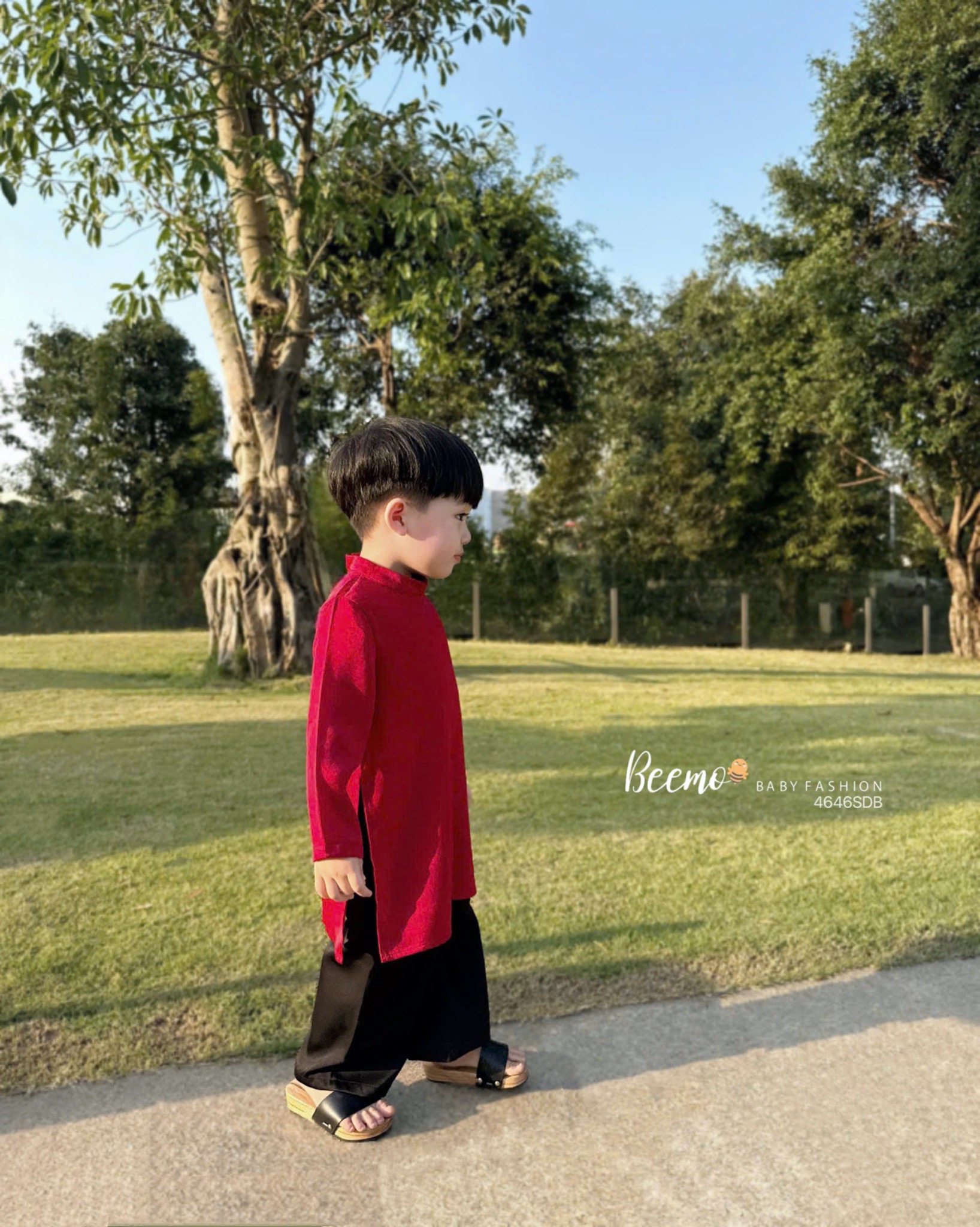 Áo dài lụa trơn Beemo 4 màu Bé Trai size 80 - 130