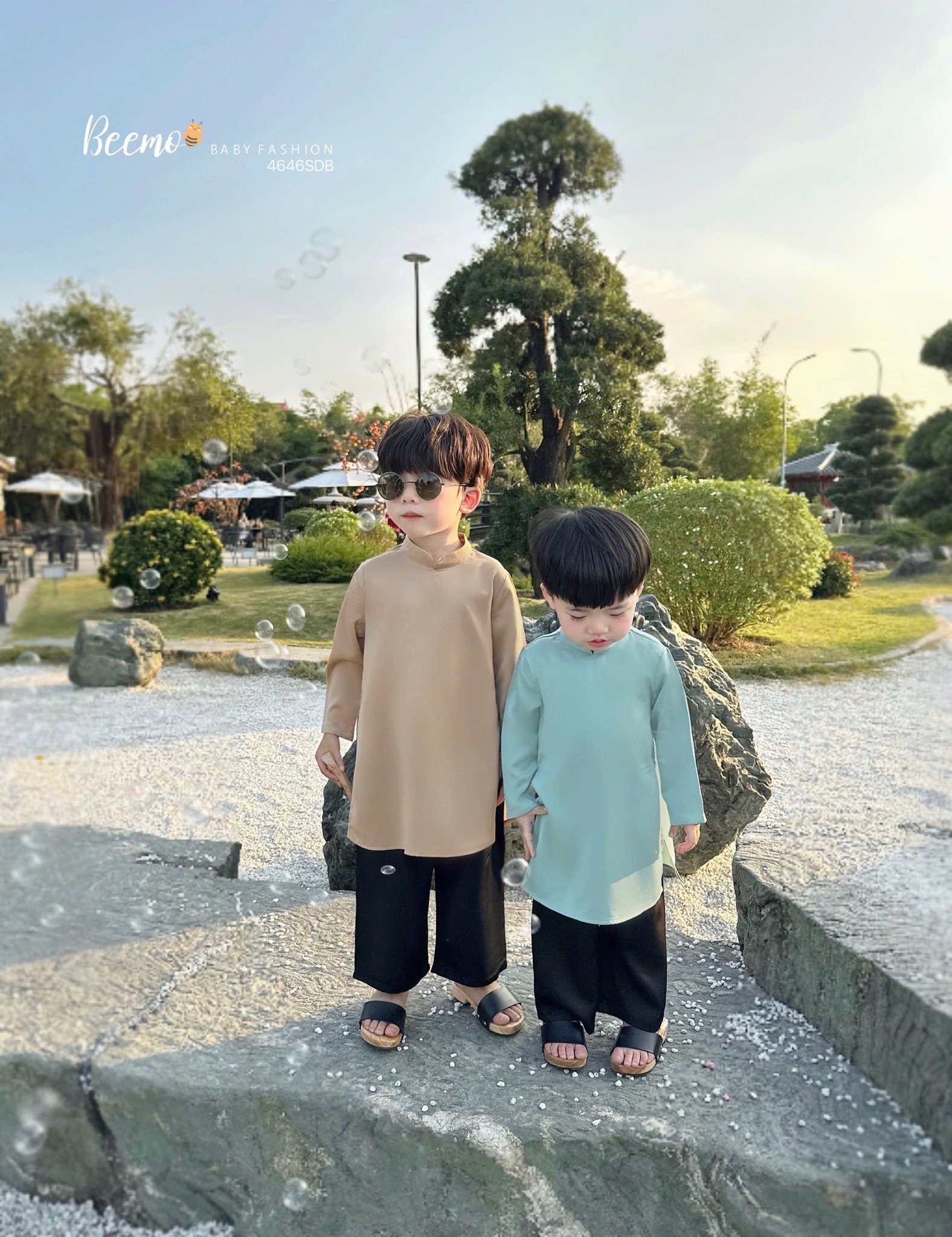 Áo dài lụa trơn Beemo 4 màu Bé Trai size 80 - 130