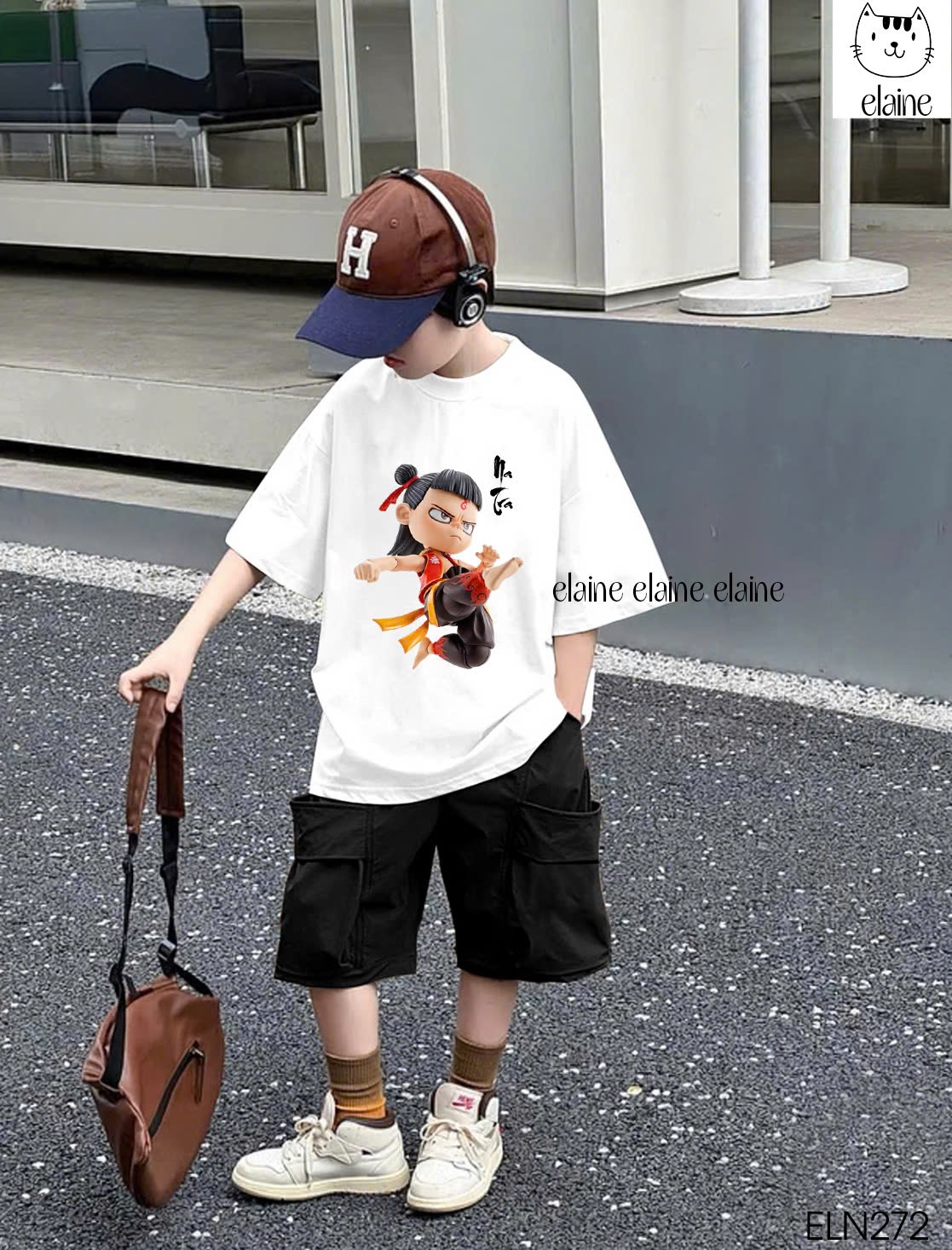 Bộ Elaine Natra áo cotton màu trắng + quần kaki túi hộp nhiều màu cho bé trai size 2-12y