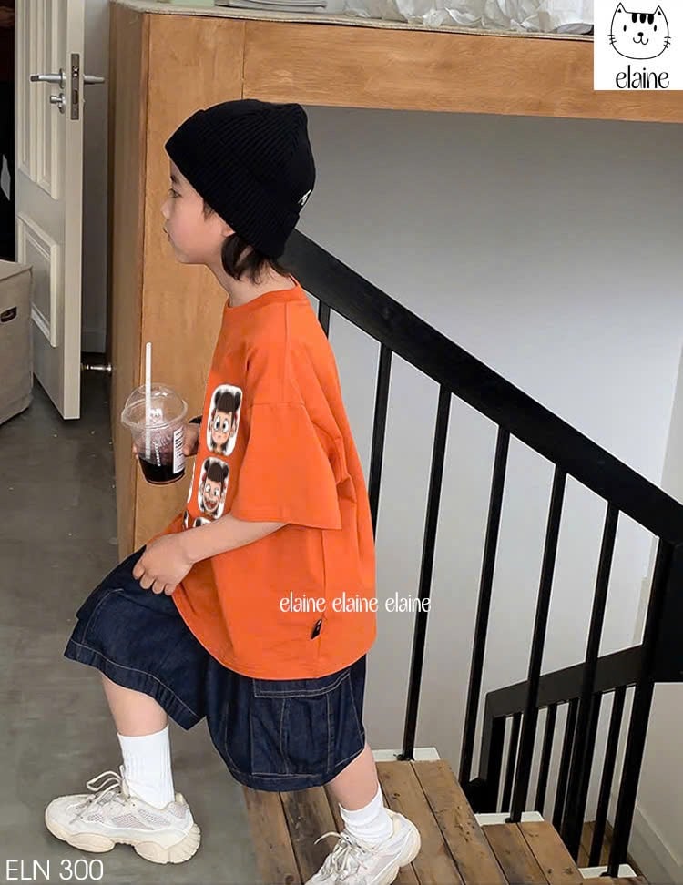 Bộ Elaine Natra áo cotton màu cam + quần jean túi hộp nhiều màu cho bé trai size 2-12y