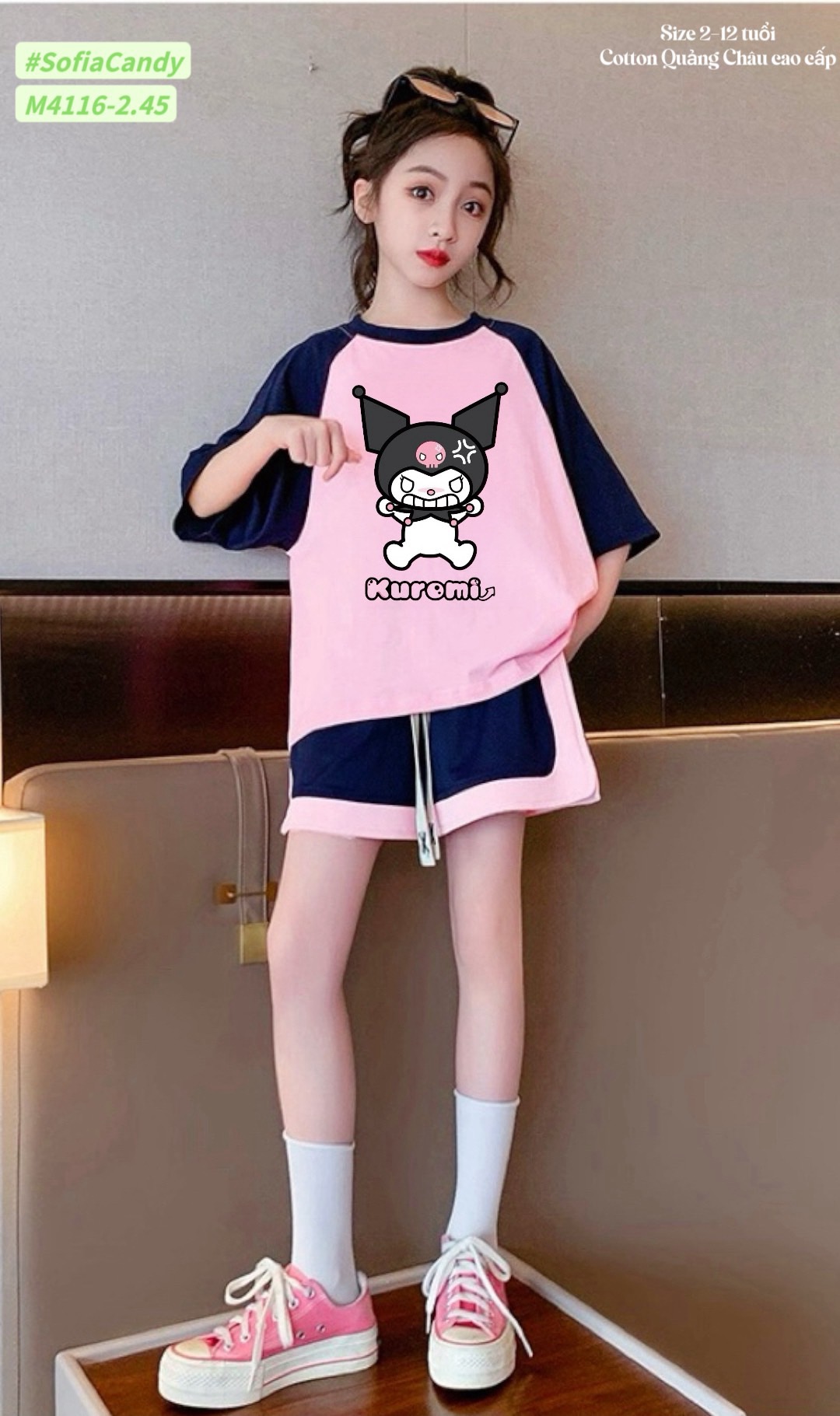 M4116.45 - Set bộ Mia Kids cotton Kuromi 2 màu BG size 2-12y