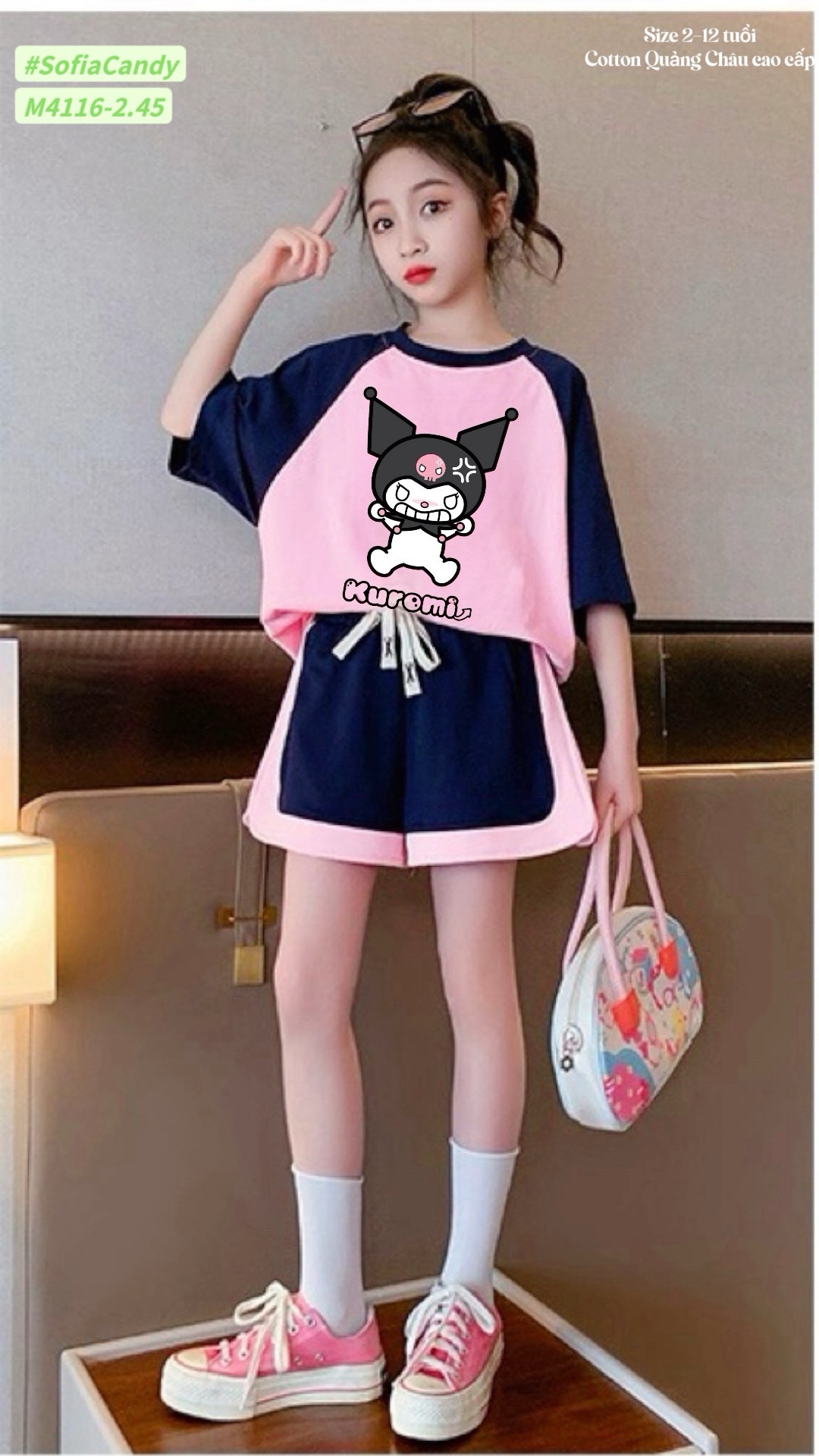 M4116.45 - Set bộ Mia Kids cotton Kuromi 2 màu BG size 2-12y