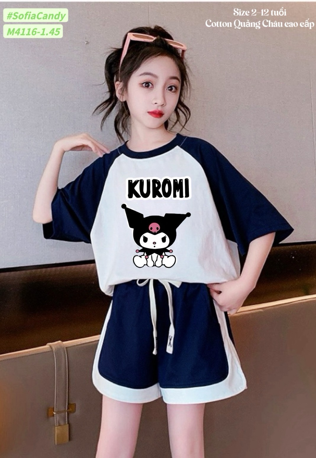 M4116.45 - Set bộ Mia Kids cotton Kuromi 2 màu BG size 2-12y