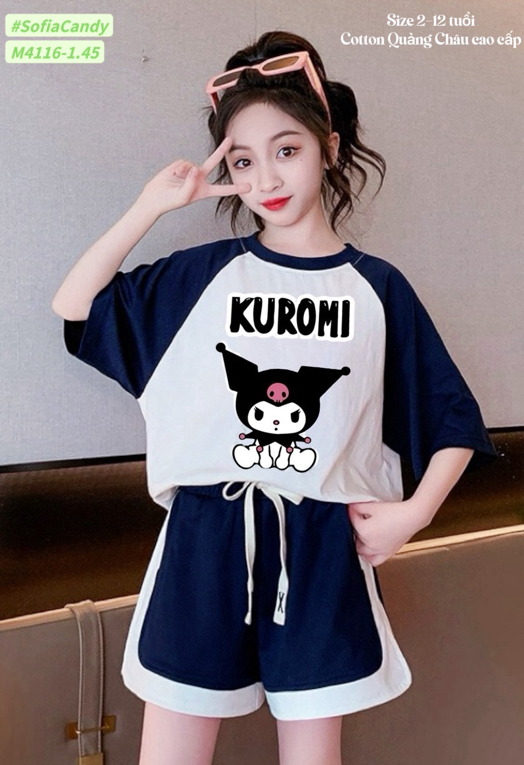 M4116.45 - Set bộ Mia Kids cotton Kuromi 2 màu BG size 2-12y