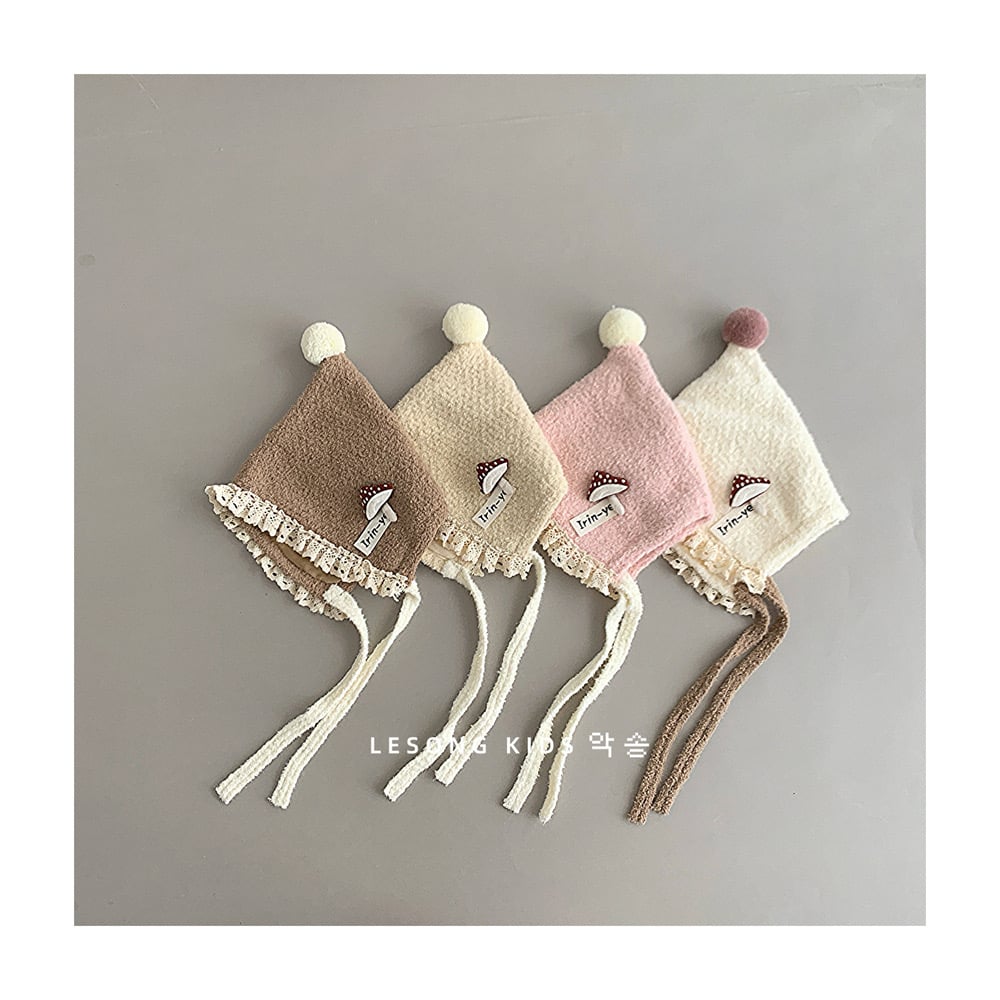 Mũ len chóp cục bông hình nấm nhiều màu cho bé size 1-5y