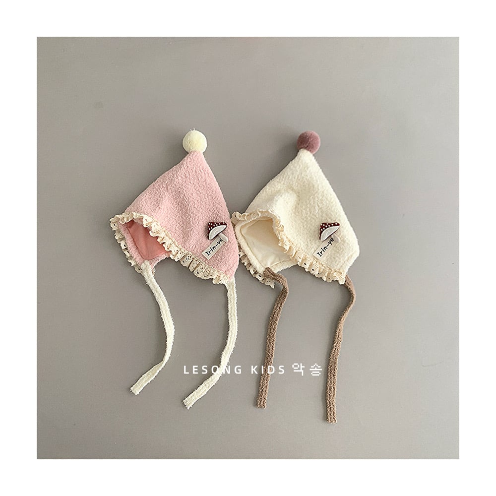 Mũ len chóp cục bông hình nấm nhiều màu cho bé size 1-5y