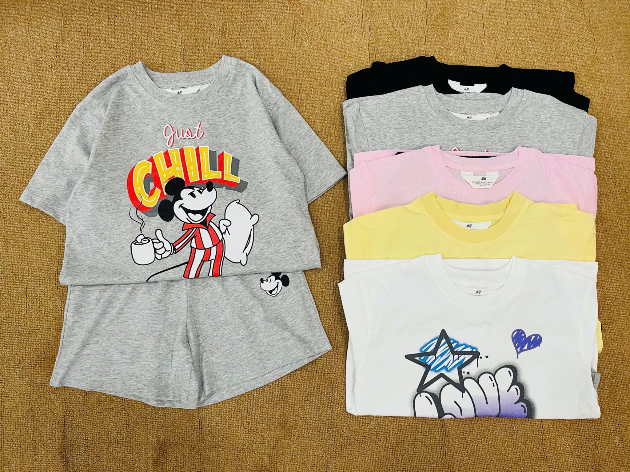Bộ cotton HM dòng đại nhiều màu cho bé gái size 8-14y