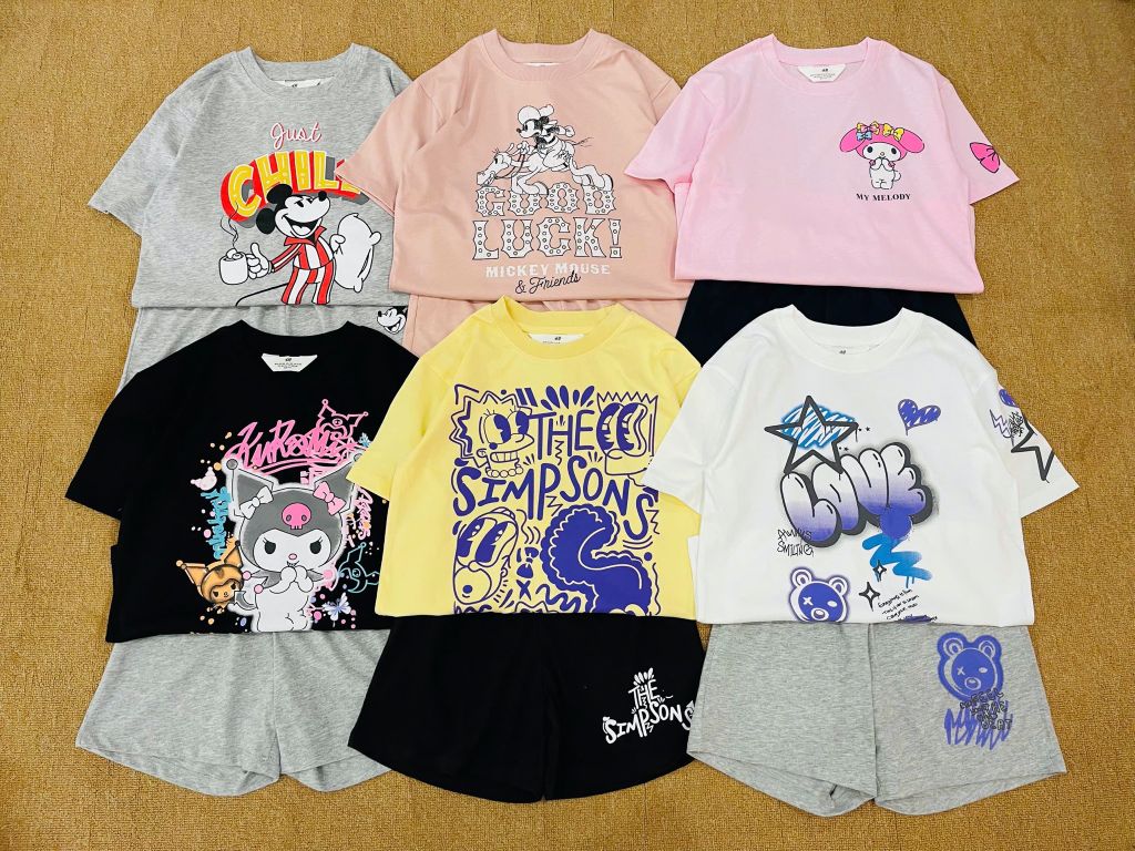 Bộ cotton HM dòng đại nhiều màu cho bé gái size 8-14y