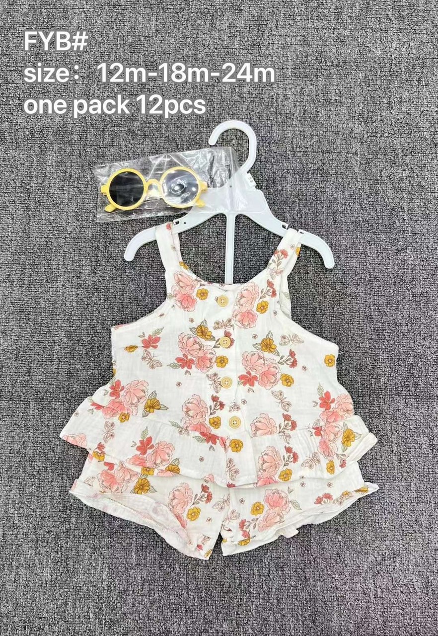 Set bộ 3ct kèm kính BG vải xô muslin đũi BG size 12m/18m/24m