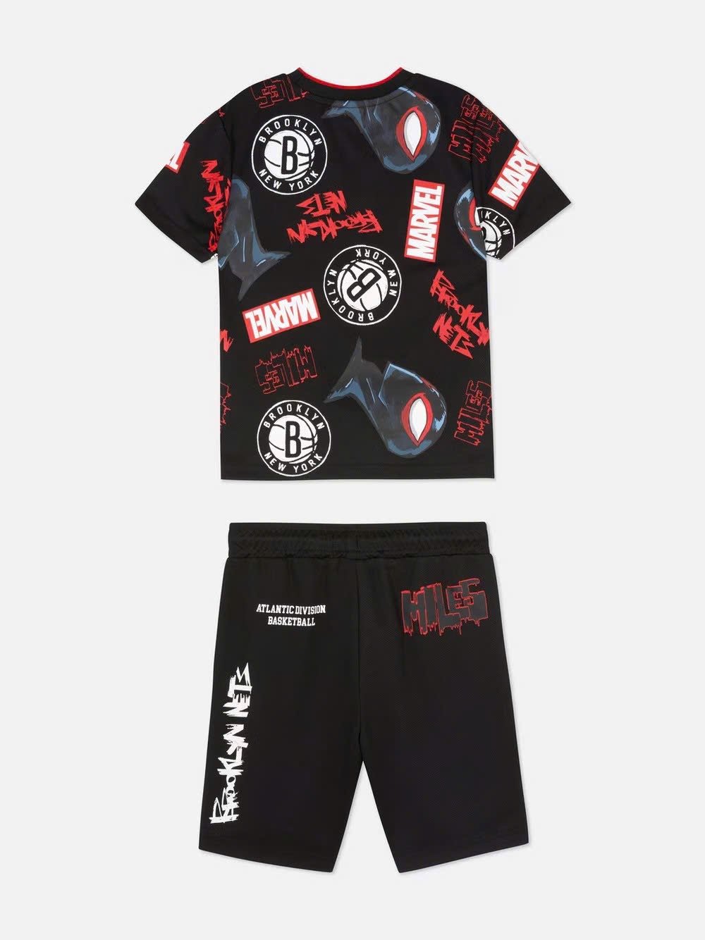Bộ thể thao bóng rổ NBA đen Marvel in tràn size 2 - 8y