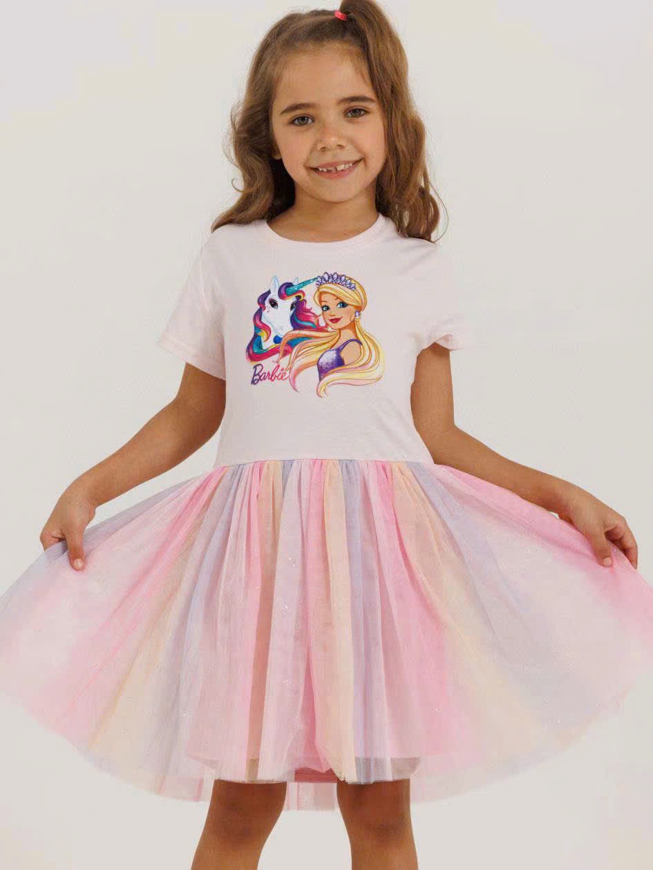 Váy cotton Delta dư xịn phối chân ren mềm nhiều màu bé gái size 2-10y